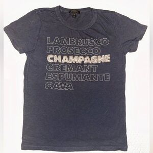 J. Crew Navy Blue Short Sleeve Graphic Tee with Champagne Metallic Print